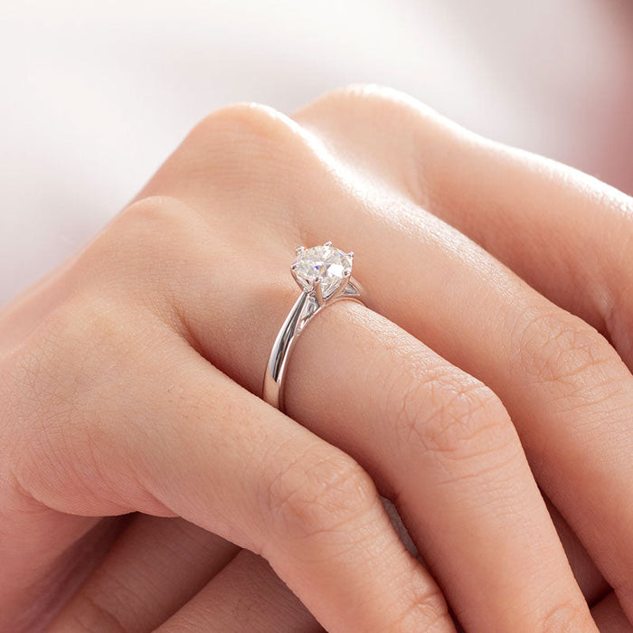 1 Carat Moissanite Diamond Classic 6 Claws Engagement 925 Sterling Silver Ring MFR8339