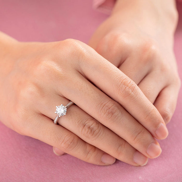 1 Carat Moissanite Diamond Ring Engagement 925 Sterling Silver MFR8344