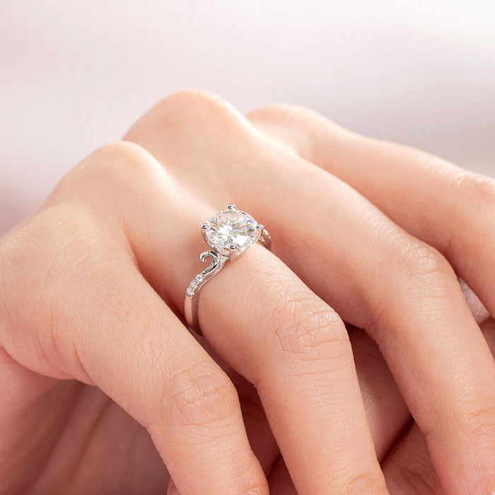 2 Carat Moissanite Diamond (8 mm) Wedding Engagement Ring 925 Sterling Silver MFR8346