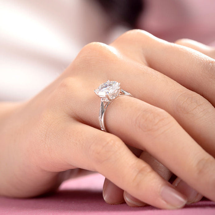 3 Carat Moissanite Diamond (9 mm) Luxury Ring Engagement 925 Sterling Silver MFR8348