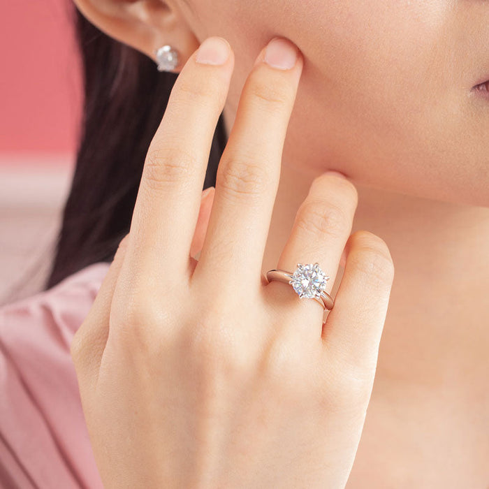 3 Carat Moissanite Diamond (9 mm) Luxury Ring 6 Claws Engagement 925 Sterling Silver MFR8350