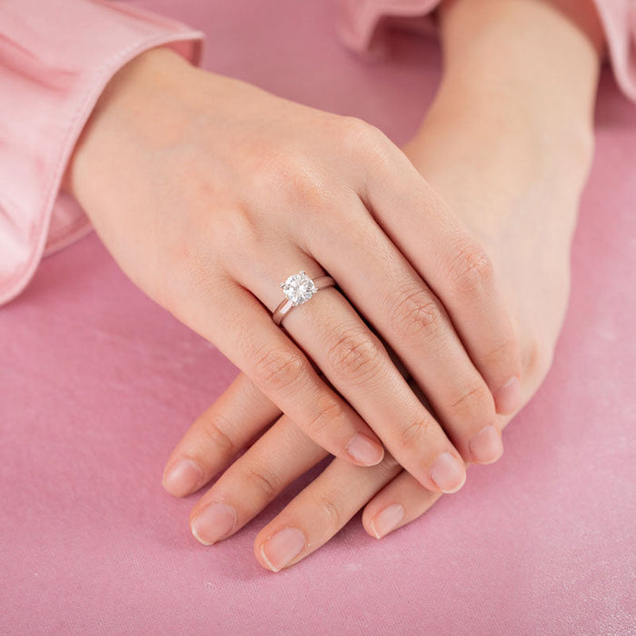 1.5 Carat Moissanite Diamond Ring Heart Shape Prong 925 Sterling Silver MFR8358