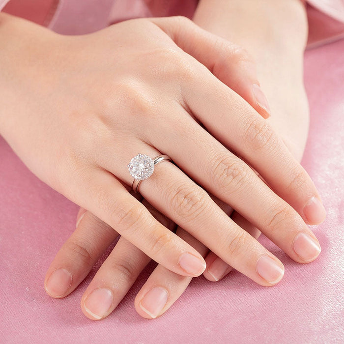 1.5 Carat Moissanite Diamond Ring Halo 925 Sterling Silver MFR8360