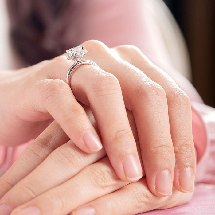 1.5 Carat Moissanite Diamond Ring Halo 925 Sterling Silver MFR8360