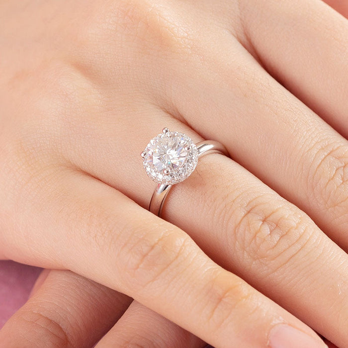 1.5 Carat Moissanite Diamond Ring Halo 925 Sterling Silver MFR8360