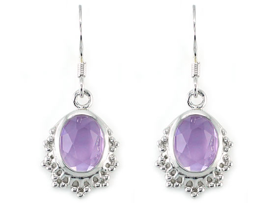 5 Carat Genuine Purple Oval Cut Amethyst 925 Sterling Silver Dangle Fine Earrings XFE8006