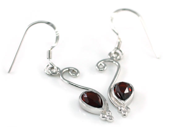 1.5 Carat Genuine Dark Red Garnet 925 Sterling Silver Dangle Fine Earrings XFE8007