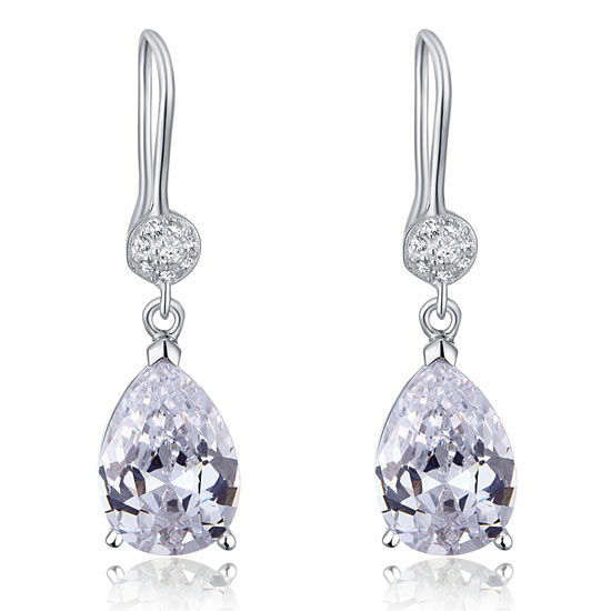 4 Carat Pear Cut Simulated Diamond 925 Sterling Silver Dangle Earrings XFE8012