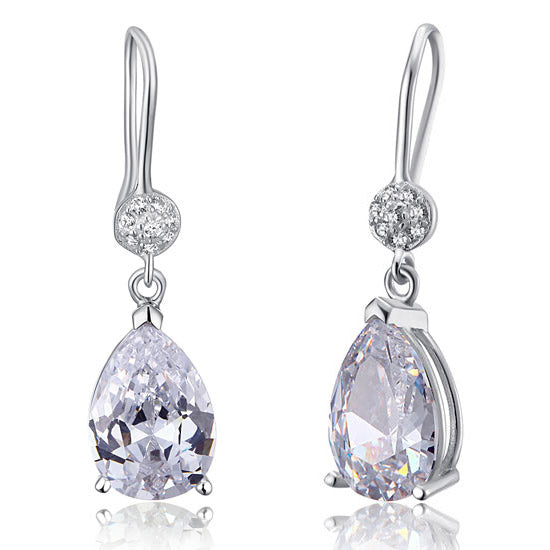 4 Carat Pear Cut Simulated Diamond 925 Sterling Silver Dangle Earrings XFE8012