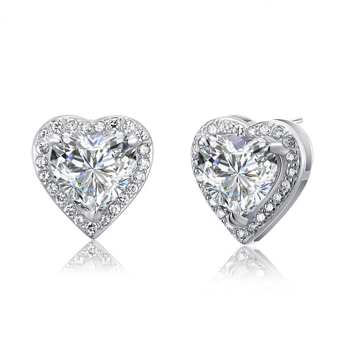 3 Carat Simulated Diamond 925 Sterling Silver Heart Stud Earrings XFE8021