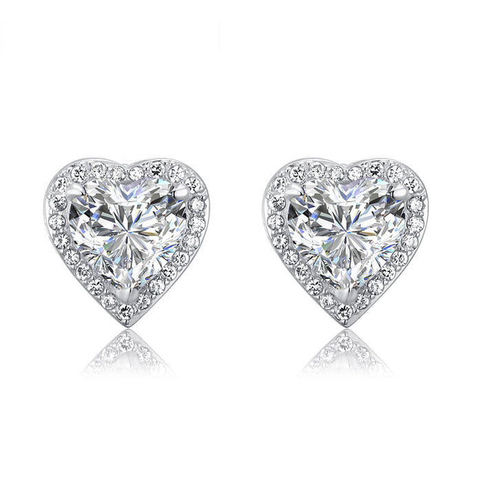 3 Carat Simulated Diamond 925 Sterling Silver Heart Stud Earrings XFE8021