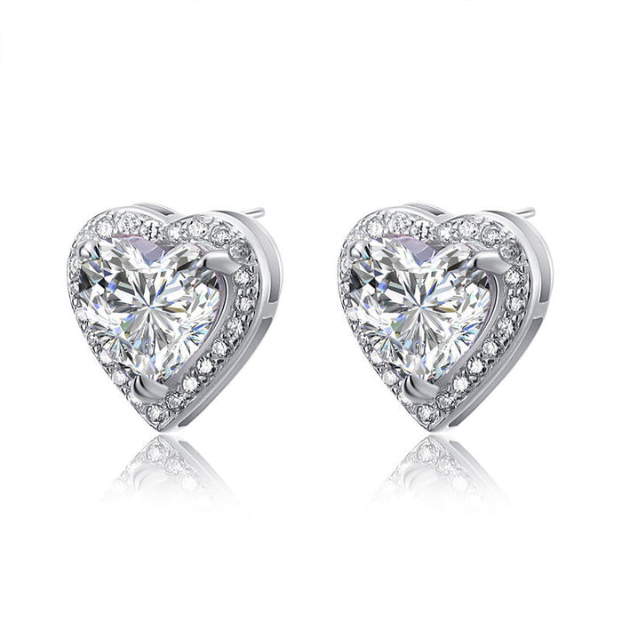 3 Carat Simulated Diamond 925 Sterling Silver Heart Stud Earrings XFE8021