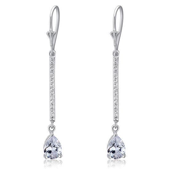 1 Carat Pear Cut Simulated Diamond  925 Sterling Silver Dangle Earrings XFE8025