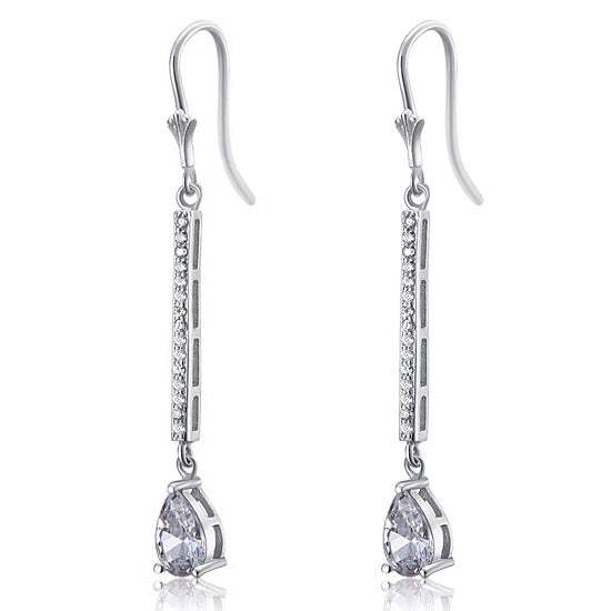 1 Carat Pear Cut Simulated Diamond  925 Sterling Silver Dangle Earrings XFE8025