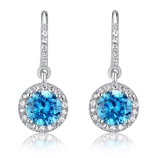 1.5 Carat Simulated Blue Topaz 925 Sterling Silver Dangle Earrings XFE8027