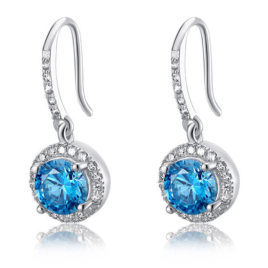 1.5 Carat Simulated Blue Topaz 925 Sterling Silver Dangle Earrings XFE8027