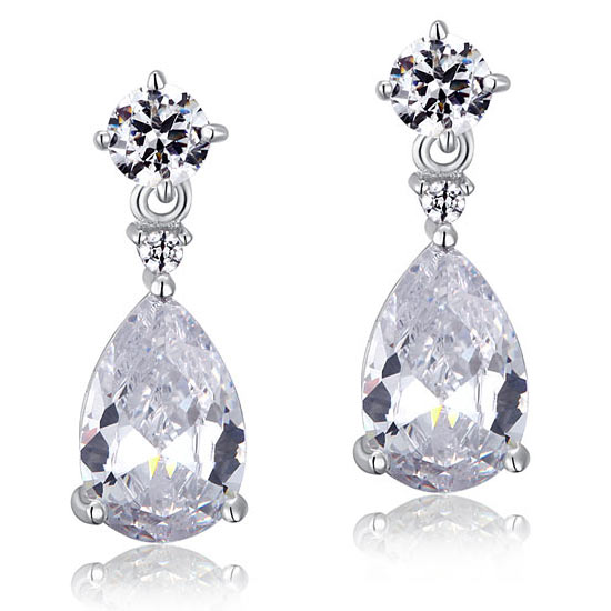 3 Carat Pear Cut Simulated Diamond 925 Sterling Silver Dangle Earrings XFE8031