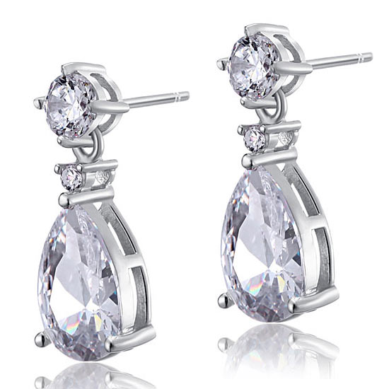 3 Carat Pear Cut Simulated Diamond 925 Sterling Silver Dangle Earrings XFE8031