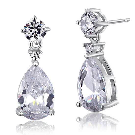 3 Carat Pear Cut Simulated Diamond 925 Sterling Silver Dangle Earrings XFE8031