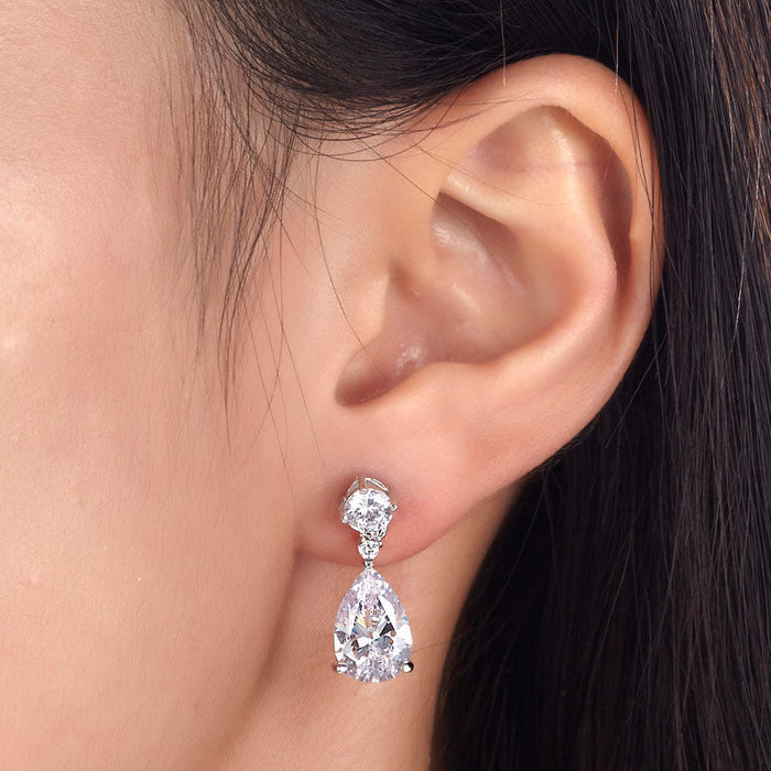 3 Carat Pear Cut Simulated Diamond 925 Sterling Silver Dangle Earrings XFE8031