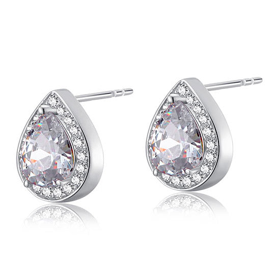 1 Carat Pear Cut Simulated Diamond 925 Sterling Silver Stud Earrings XFE8032