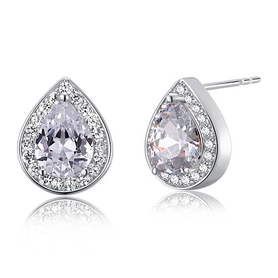 1 Carat Pear Cut Simulated Diamond 925 Sterling Silver Stud Earrings XFE8032