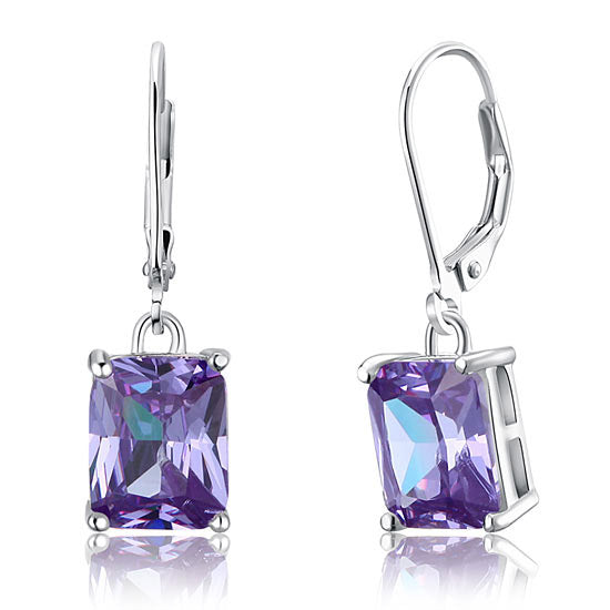 4 Carat Purple Simulated Sapphire 925 Sterling Silver Dangle Earrings XFE8037