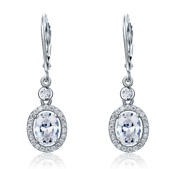 1.5 Carat Oval Cut Simulated Diamond 925 Sterling Silver Dangle Earrings XFE8061