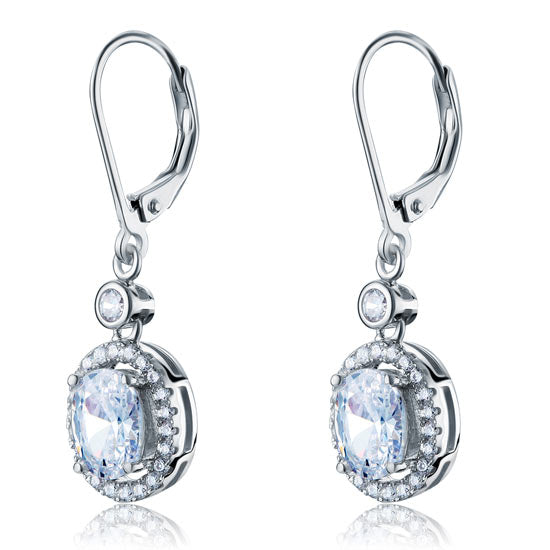 1.5 Carat Oval Cut Simulated Diamond 925 Sterling Silver Dangle Earrings XFE8061