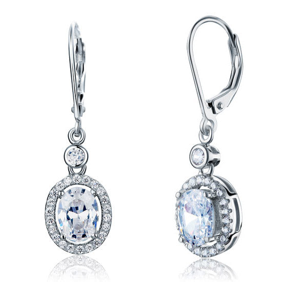 1.5 Carat Oval Cut Simulated Diamond 925 Sterling Silver Dangle Earrings XFE8061