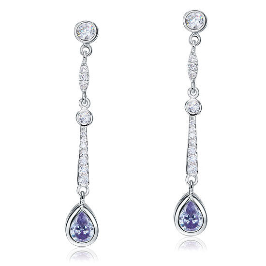 Purple Simulated Sapphire 925 Sterling Silver Dangle Earrings XFE8063