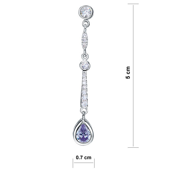 Purple Simulated Sapphire 925 Sterling Silver Dangle Earrings XFE8063