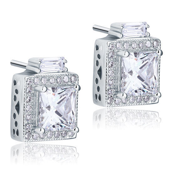 2 Carat Simulated Diamond Vintage Style Stud 925 Sterling Silver Earrings XFE8067