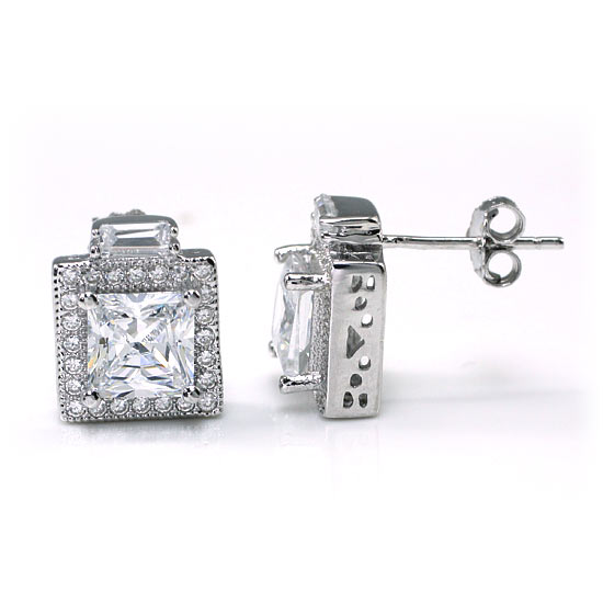 2 Carat Simulated Diamond Vintage Style Stud 925 Sterling Silver Earrings XFE8067