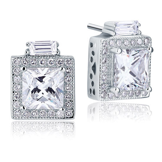 2 Carat Simulated Diamond Vintage Style Stud 925 Sterling Silver Earrings XFE8067