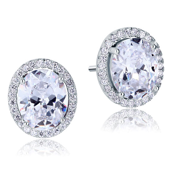 3 Carat Oval Cut Simulated Diamond Stud 925 Sterling Silver Earrings XFE8072