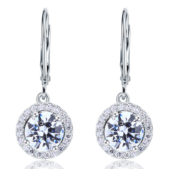 Simulated Diamond Dangle Drop Sterling 925 Silver Earrings XFE8073