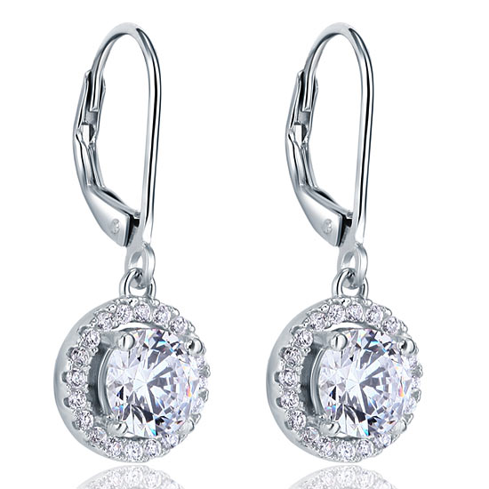 Simulated Diamond Dangle Drop Sterling 925 Silver Earrings XFE8073