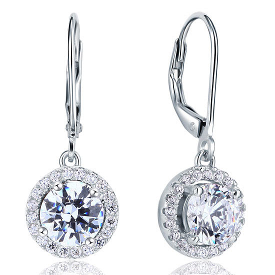 Simulated Diamond Dangle Drop Sterling 925 Silver Earrings XFE8073