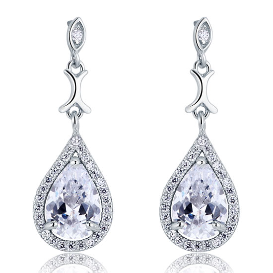 Pear Cut Simulated Diamond Vintage Dangle 925 Sterling Silver Earrings XFE8076