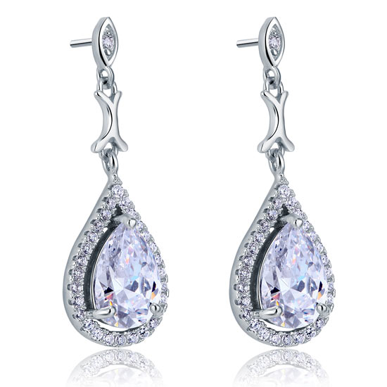 Pear Cut Simulated Diamond Vintage Dangle 925 Sterling Silver Earrings XFE8076