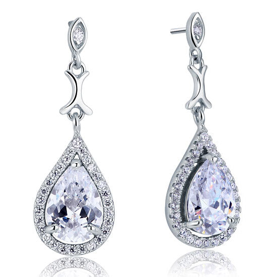 Pear Cut Simulated Diamond Vintage Dangle 925 Sterling Silver Earrings XFE8076
