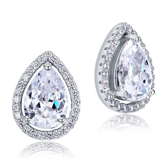4 Carat Pear Cut Simulated Diamond Stud 925 Sterling Silver Earrings Jewelry XFE8079