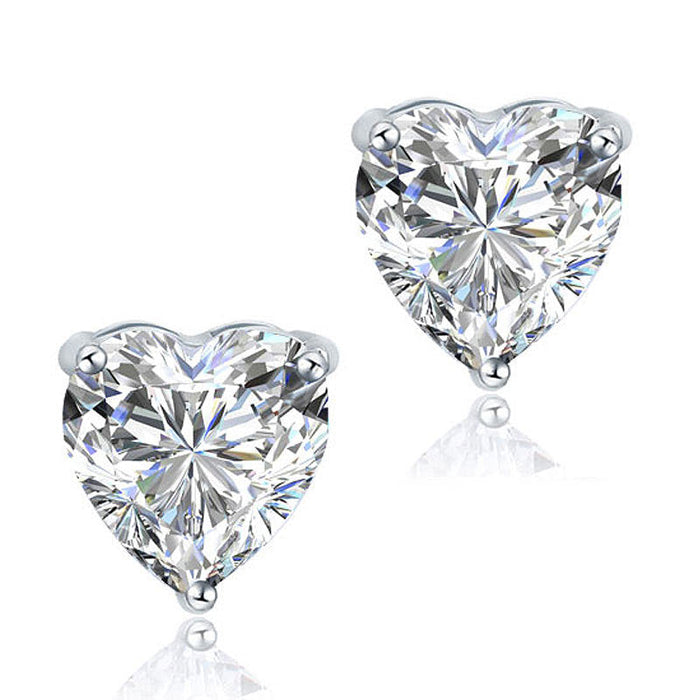 4 Carat Heart Cut Simulated Diamond Stud 925 Sterling Silver Earrings XFE8084