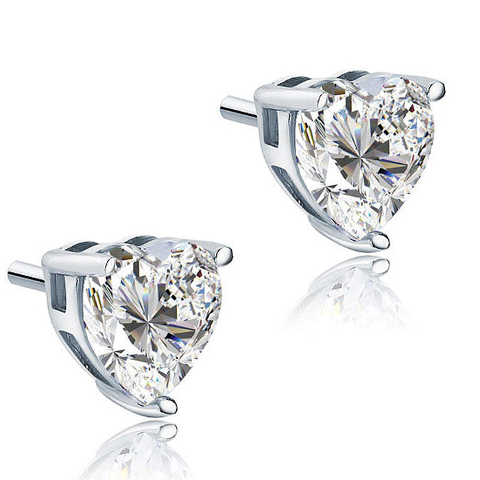 4 Carat Heart Cut Simulated Diamond Stud 925 Sterling Silver Earrings XFE8084