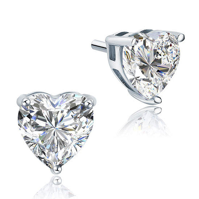 4 Carat Heart Cut Simulated Diamond Stud 925 Sterling Silver Earrings XFE8084