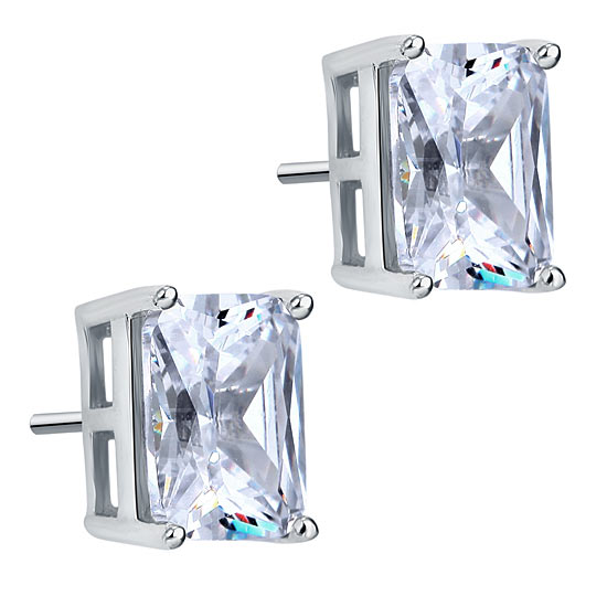 4 Carat Simulated Diamond Stud 925 Sterling Silver Earrings XFE8087