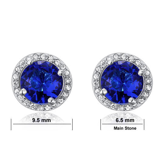 Navy Blue Simulated Sapphire Stud Earrings 925 Sterling Silver Jewelry XFE8109