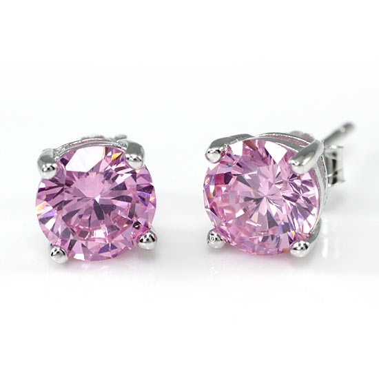1 Carat Pink Simulated Sapphire 925 Sterling Silver Stud Earrings XFE8115