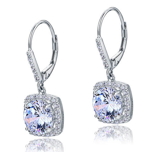 925 Sterling Silver Bridal Wedding Earrings Brilliant Simulated Diamond XFE8122